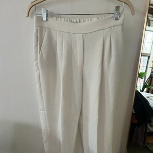 Aritzia Babaton White Pleated Cohen Linen Pull On Crepe Dress Pants (US 8)